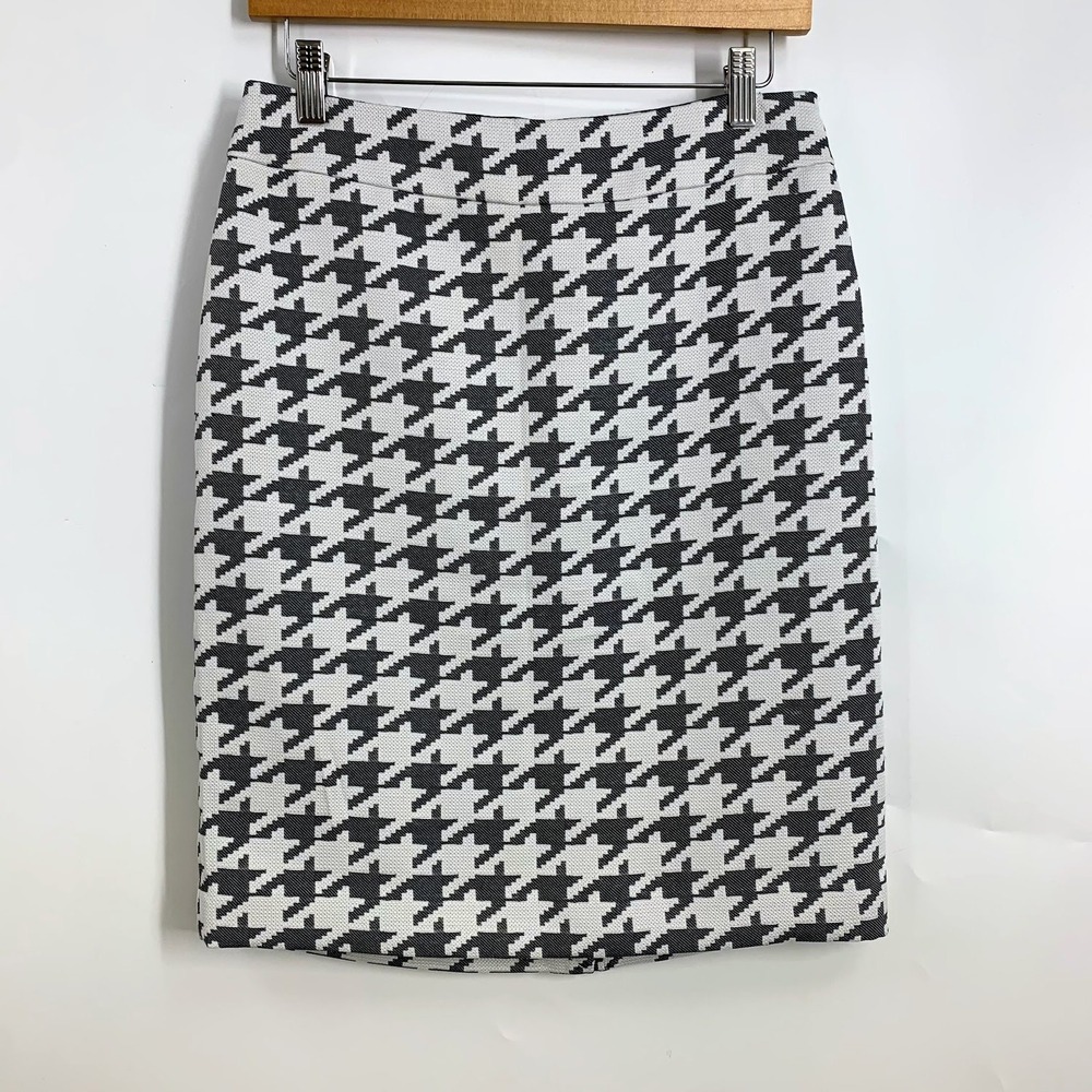 Banana Republic Womens Houndstooth Pencil Skirt Size 6 Black White Business